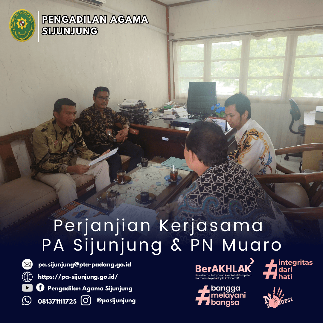 Perjanjian Kerja Sama Pengadilan Agama Sijunjung dan Pengadilan Negeri Muaro Terkait Biaya Perkara